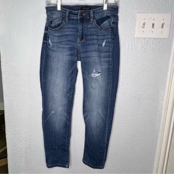Judy Blue Skinny Fit Distressed Light Blue Women  Bodycon Jeans Sz  5/57 - Picture 2 of 11